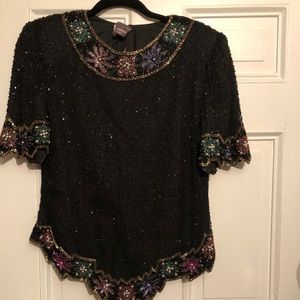 Laurence Kazar Vintage Bead/Sequin Top